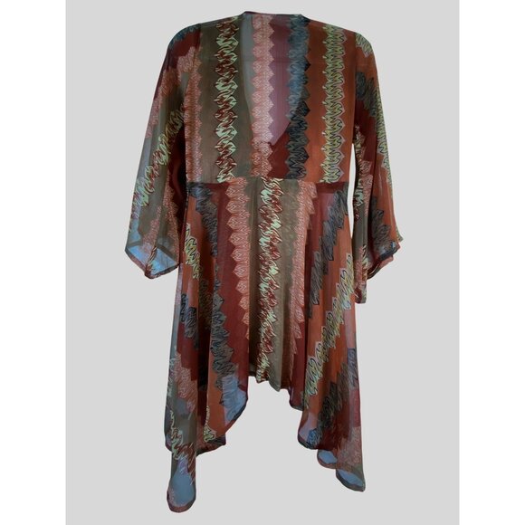 Bohemian Kimono Style Beaded Dress Antica Sartoria Medium Y2k Hippie Sexy Sheer - Picture 2 of 6